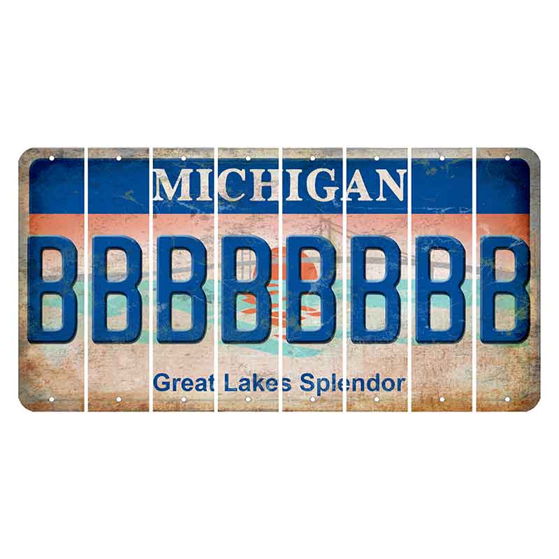 Michigan Great Lakes Splendor Cut License Plate Strips (Set of 8) B