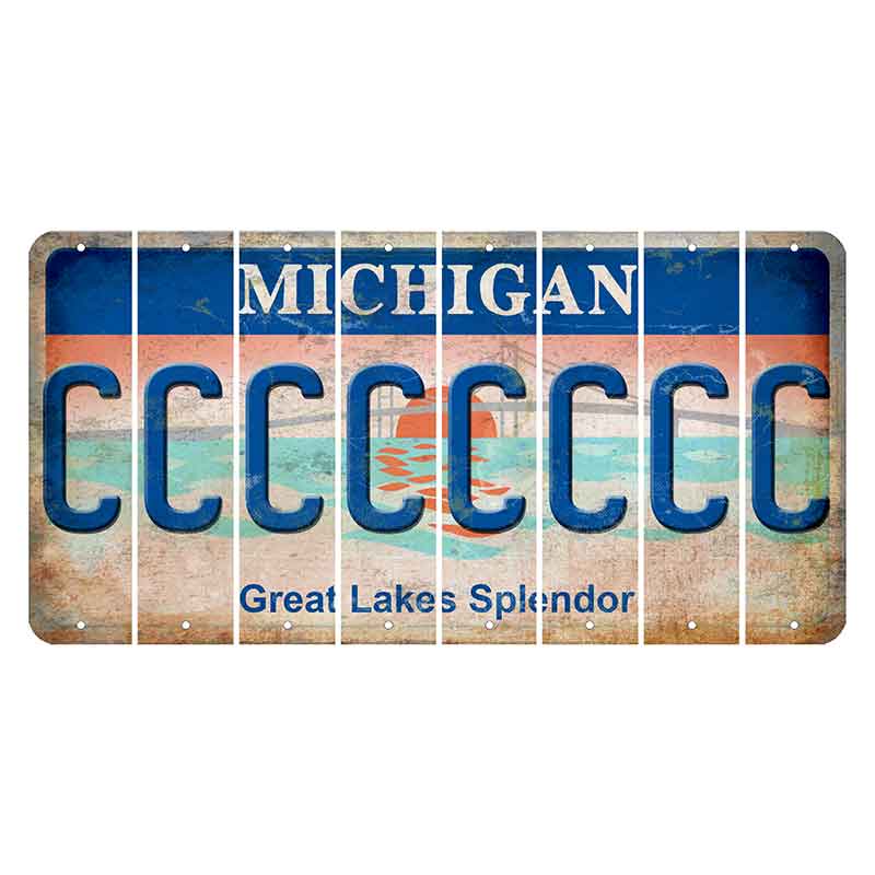 Michigan Great Lakes Splendor Cut License Plate Strips (Set of 8) C