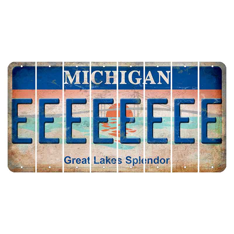 Michigan Great Lakes Splendor Cut License Plate Strips (Set of 8) E