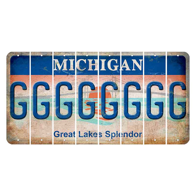 Michigan Great Lakes Splendor Cut License Plate Strips (Set of 8) G