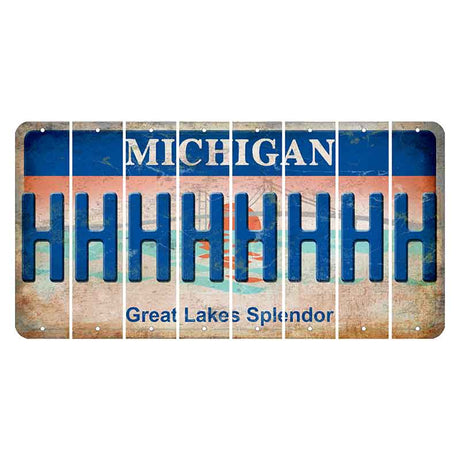 Michigan Great Lakes Splendor Cut License Plate Strips (Set of 8) H