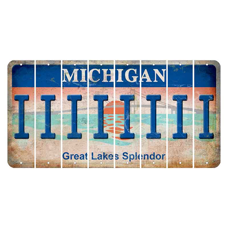 Michigan Great Lakes Splendor Cut License Plate Strips (Set of 8) I