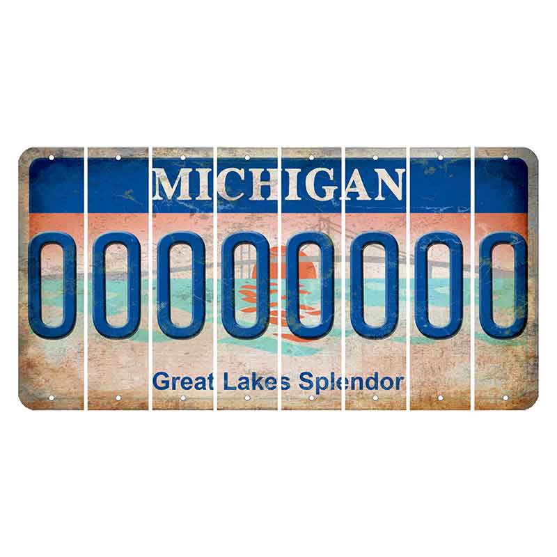 Michigan Great Lakes Splendor Cut License Plate Strips (Set of 8) O