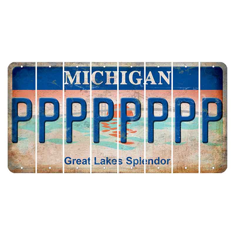 Michigan Great Lakes Splendor Cut License Plate Strips (Set of 8) P