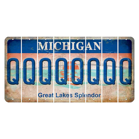 Michigan Great Lakes Splendor Cut License Plate Strips (Set of 8) Q