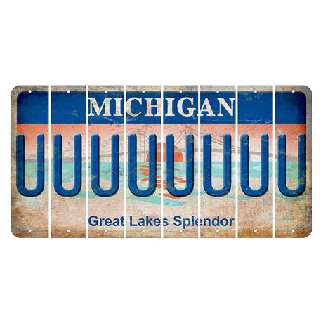 Michigan Great Lakes Splendor Cut License Plate Strips (Set of 8) U