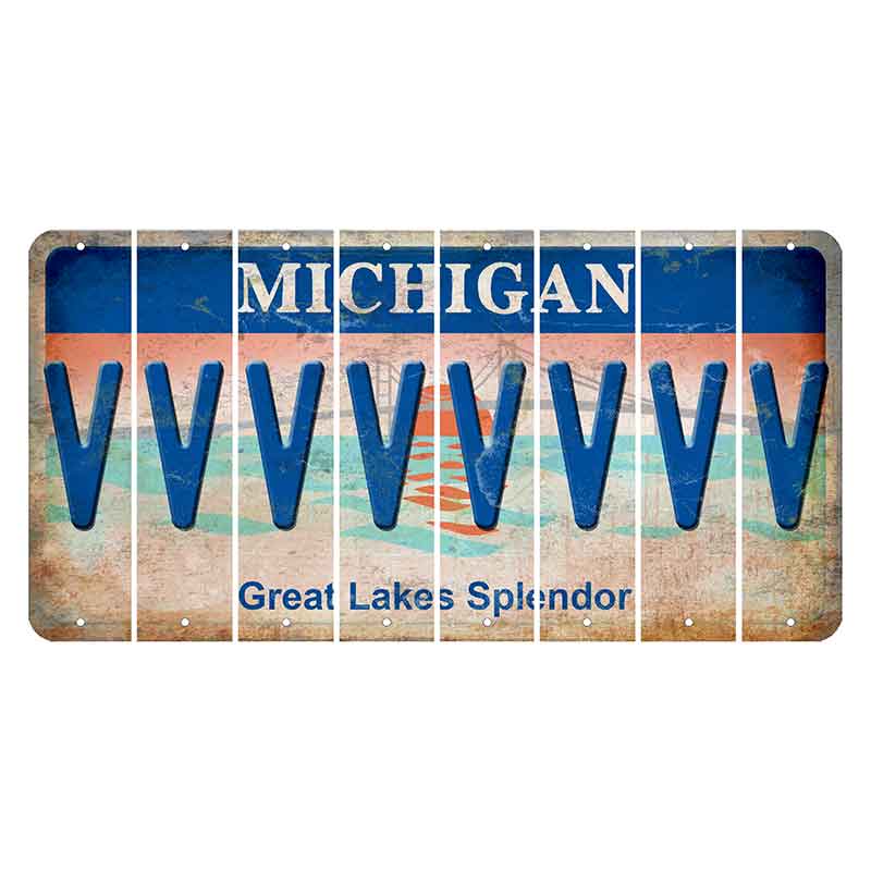 Michigan Great Lakes Splendor Cut License Plate Strips (Set of 8) V