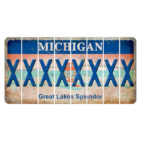 Michigan Great Lakes Splendor Cut License Plate Strips (Set of 8) X