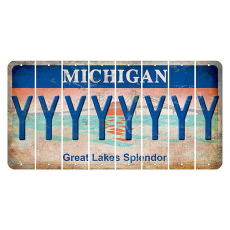 Michigan Great Lakes Splendor Cut License Plate Strips (Set of 8) Y