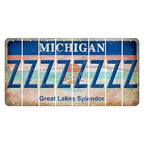 Michigan Great Lakes Splendor Cut License Plate Strips (Set of 8) Z