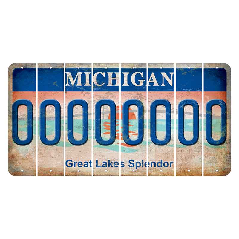 Michigan Great Lakes Splendor Cut License Plate Strips (Set of 8)