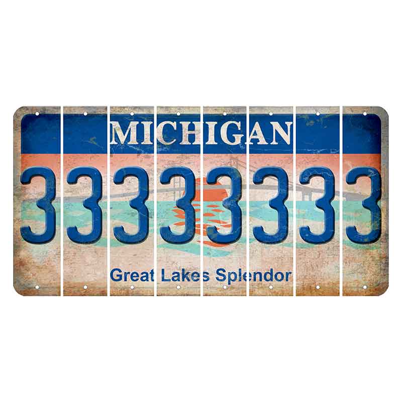 Michigan Great Lakes Splendor Cut License Plate Strips (Set of 8) 3