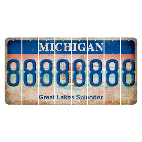 Michigan Great Lakes Splendor Cut License Plate Strips (Set of 8) 8