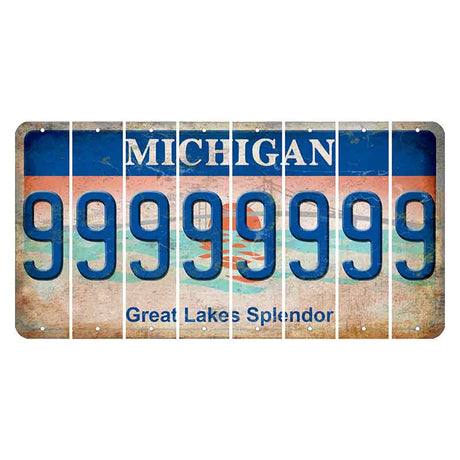 Michigan Great Lakes Splendor Cut License Plate Strips (Set of 8) 9