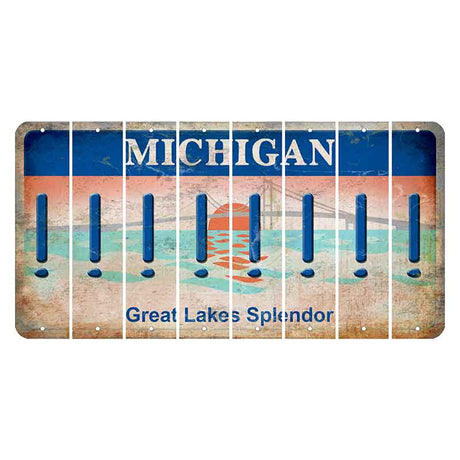 Michigan Great Lakes Splendor Cut License Plate Strips (Set of 8) Exclamation Point