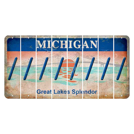 Michigan Great Lakes Splendor Cut License Plate Strips (Set of 8) Forward Slash