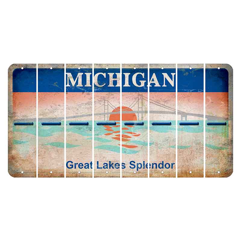 Michigan Great Lakes Splendor Cut License Plate Strips (Set of 8) Hyphen