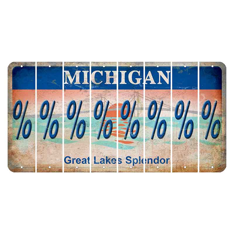 Michigan Great Lakes Splendor Cut License Plate Strips (Set of 8) Percent Sign