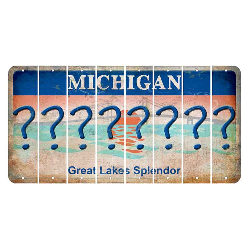 Michigan Great Lakes Splendor Cut License Plate Strips (Set of 8) Question Mark