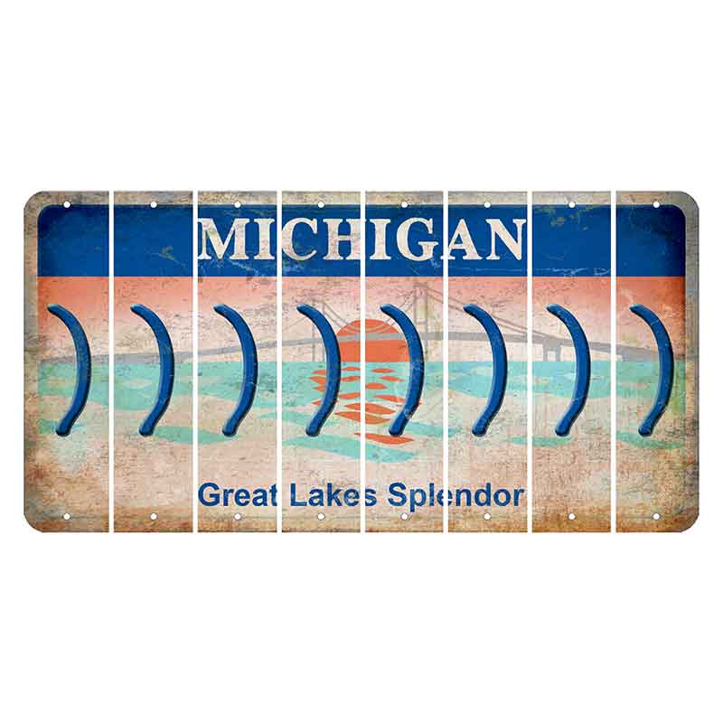 Michigan Great Lakes Splendor Cut License Plate Strips (Set of 8) Parenthesis - Right