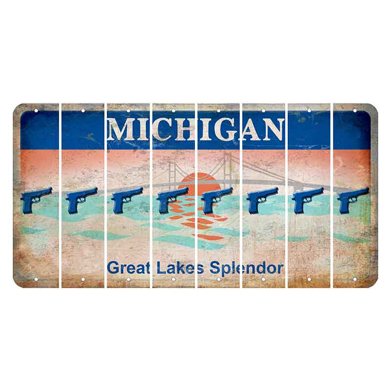 Michigan Great Lakes Splendor Cut License Plate Strips (Set of 8) Handgun