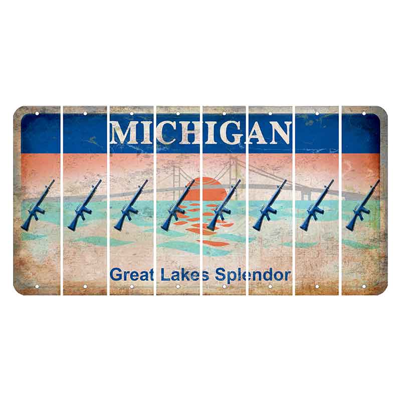 Michigan Great Lakes Splendor Cut License Plate Strips (Set of 8) Rifle