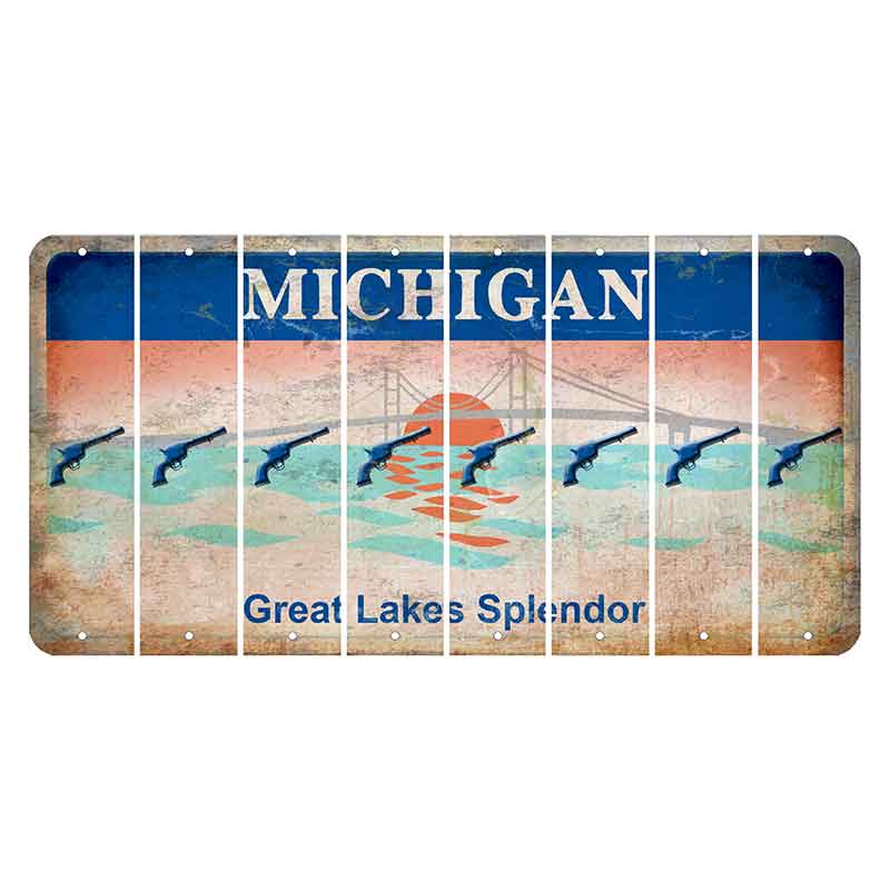 Michigan Great Lakes Splendor Cut License Plate Strips (Set of 8) Revolver