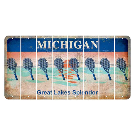 Michigan Great Lakes Splendor Cut License Plate Strips (Set of 8) Tennis Racket