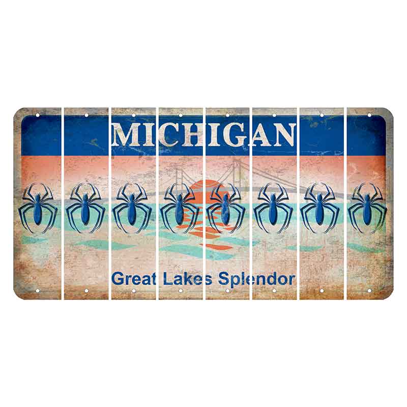 Michigan Great Lakes Splendor Cut License Plate Strips (Set of 8) Spider