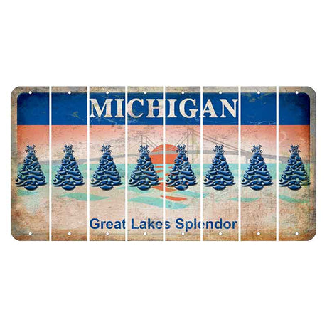 Michigan Great Lakes Splendor Cut License Plate Strips (Set of 8) Christmas Tree