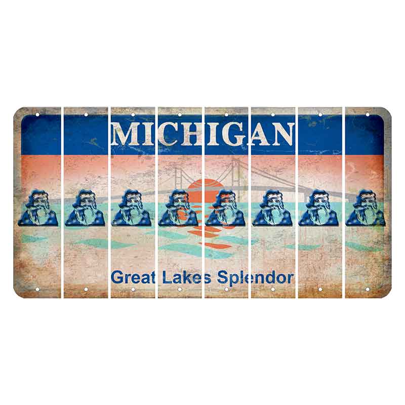 Michigan Great Lakes Splendor Cut License Plate Strips (Set of 8) Santa Claus