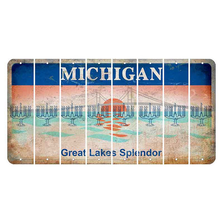 Michigan Great Lakes Splendor Cut License Plate Strips (Set of 8) Menorah