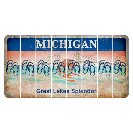 Michigan Great Lakes Splendor Cut License Plate Strips (Set of 8) Flip Flops