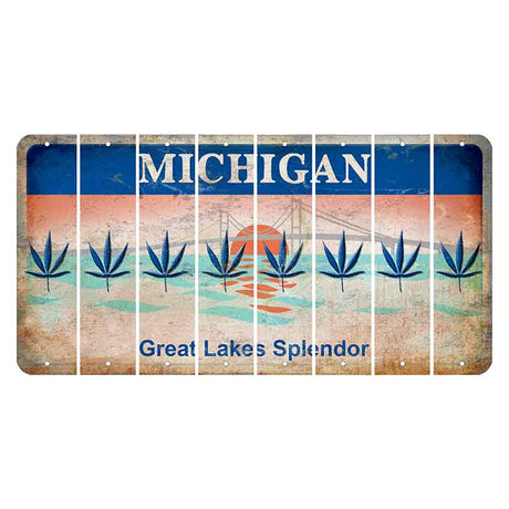 Michigan Great Lakes Splendor Cut License Plate Strips (Set of 8) Pot Leaf