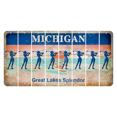 Michigan Great Lakes Splendor Cut License Plate Strips (Set of 8) Female Golfer