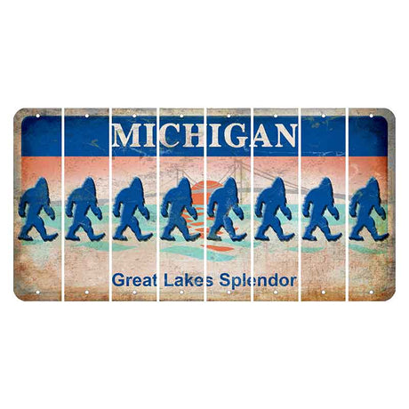 Michigan Great Lakes Splendor Cut License Plate Strips (Set of 8) Bigfoot