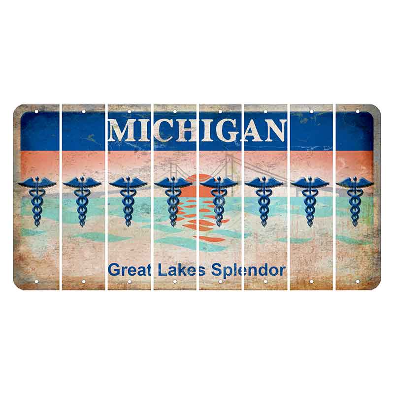 Michigan Great Lakes Splendor Cut License Plate Strips (Set of 8) Caduceus