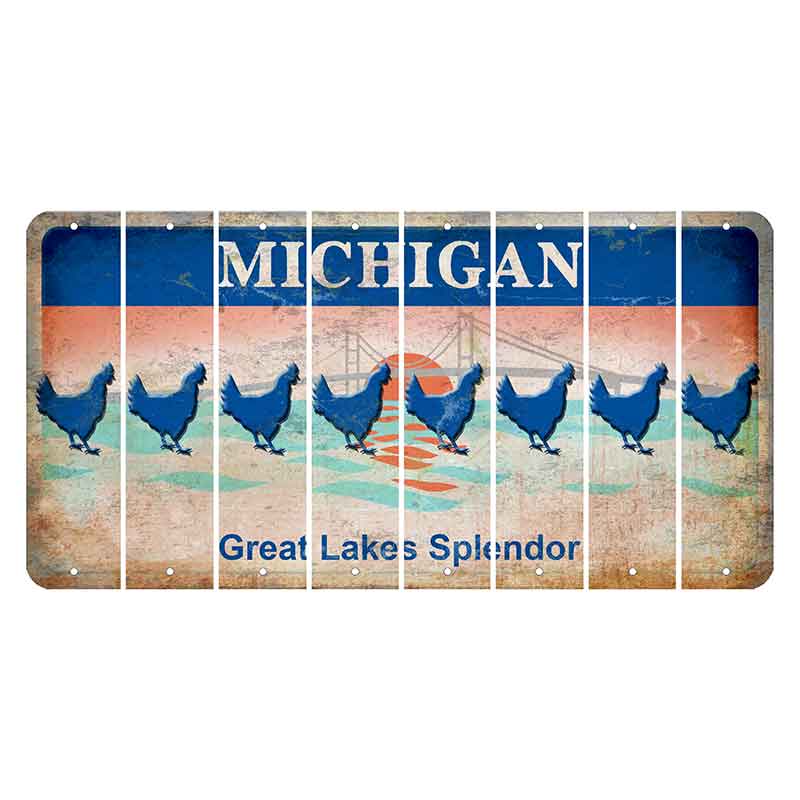 Michigan Great Lakes Splendor Cut License Plate Strips (Set of 8) Chicken