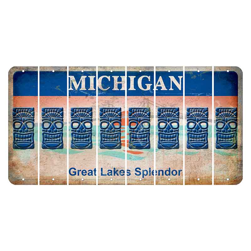 Michigan Great Lakes Splendor Cut License Plate Strips (Set of 8) Tiki