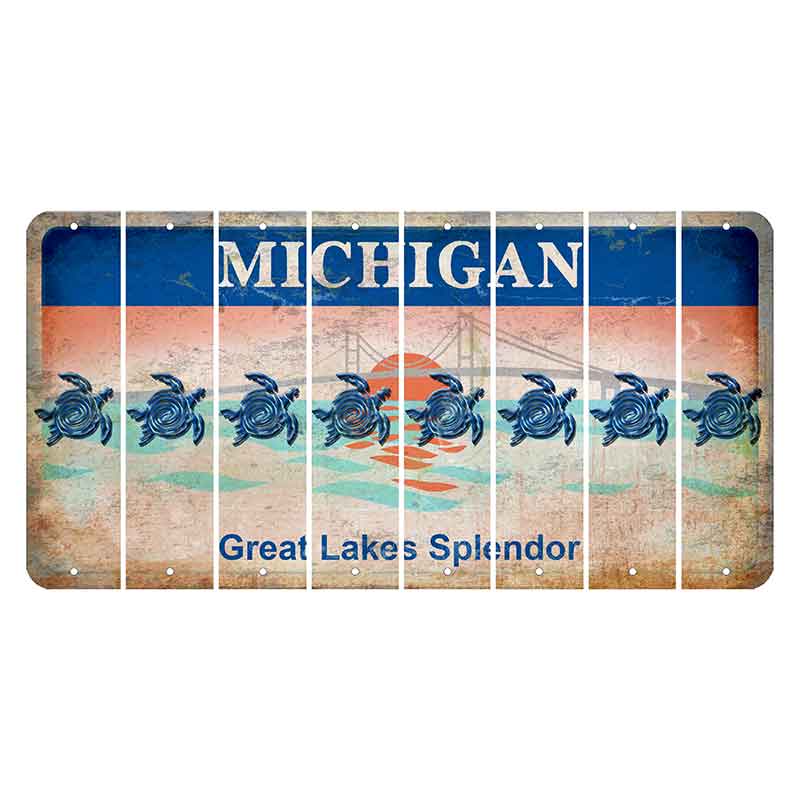 Michigan Great Lakes Splendor Cut License Plate Strips (Set of 8) Sea Turtle