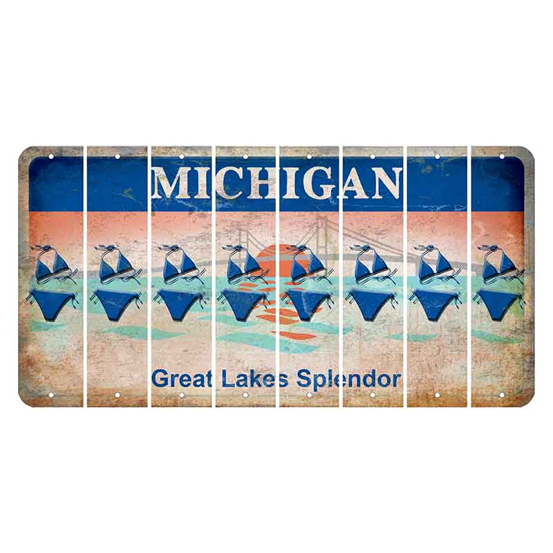 Michigan Great Lakes Splendor Cut License Plate Strips (Set of 8) Bikini