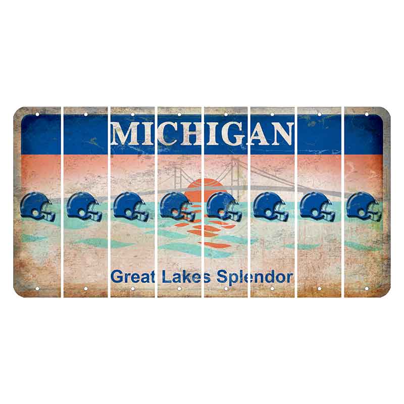 Michigan Great Lakes Splendor Cut License Plate Strips (Set of 8) Football Helmet