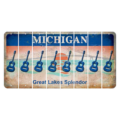 Michigan Great Lakes Splendor Cut License Plate Strips (Set of 8) Guitar