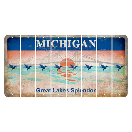 Michigan Great Lakes Splendor Cut License Plate Strips (Set of 8) Hummingbird