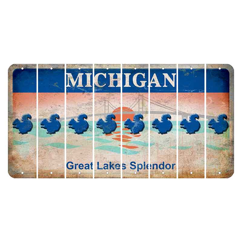 Michigan Great Lakes Splendor Cut License Plate Strips (Set of 8) Squirrel