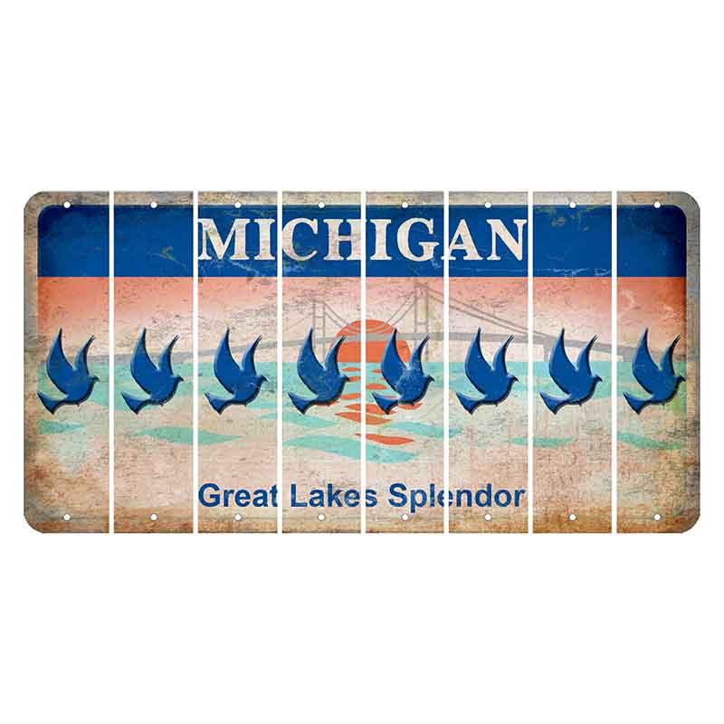 Michigan Great Lakes Splendor Cut License Plate Strips (Set of 8) Dove