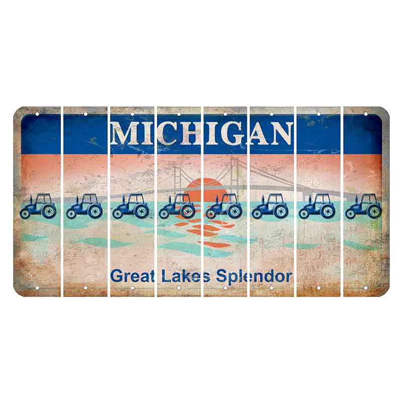 Michigan Great Lakes Splendor Cut License Plate Strips (Set of 8) Tractor