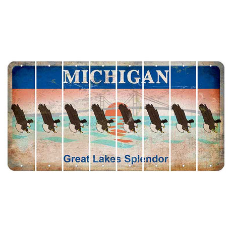 Michigan Great Lakes Splendor Cut License Plate Strips (Set of 8) Bald Eagle