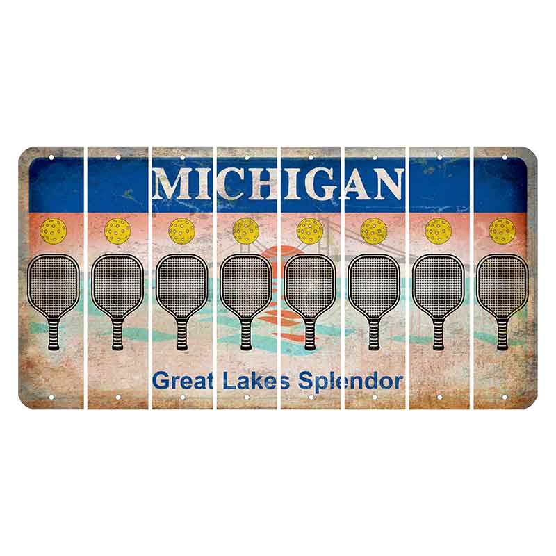 Michigan Great Lakes Splendor Cut License Plate Strips (Set of 8) Pickleball