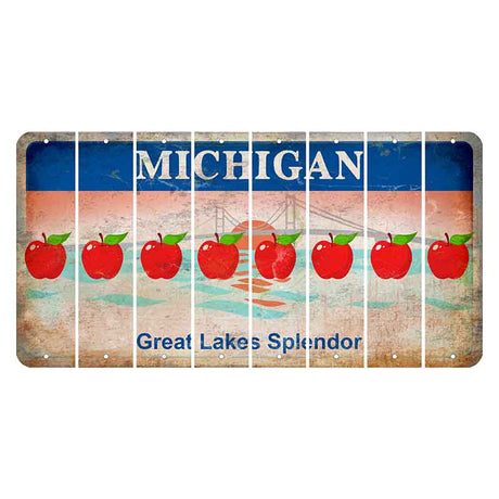 Michigan Great Lakes Splendor Cut License Plate Strips (Set of 8) Apple